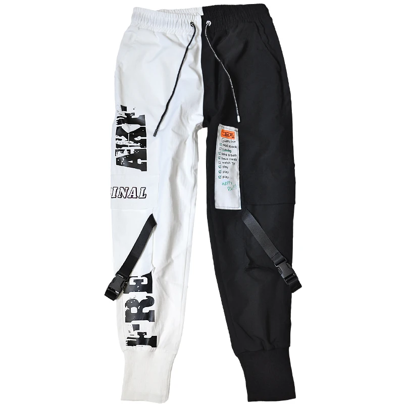 Мужские брюки шаровары в стиле хип хоп повседневные спортивные штаны с лентами