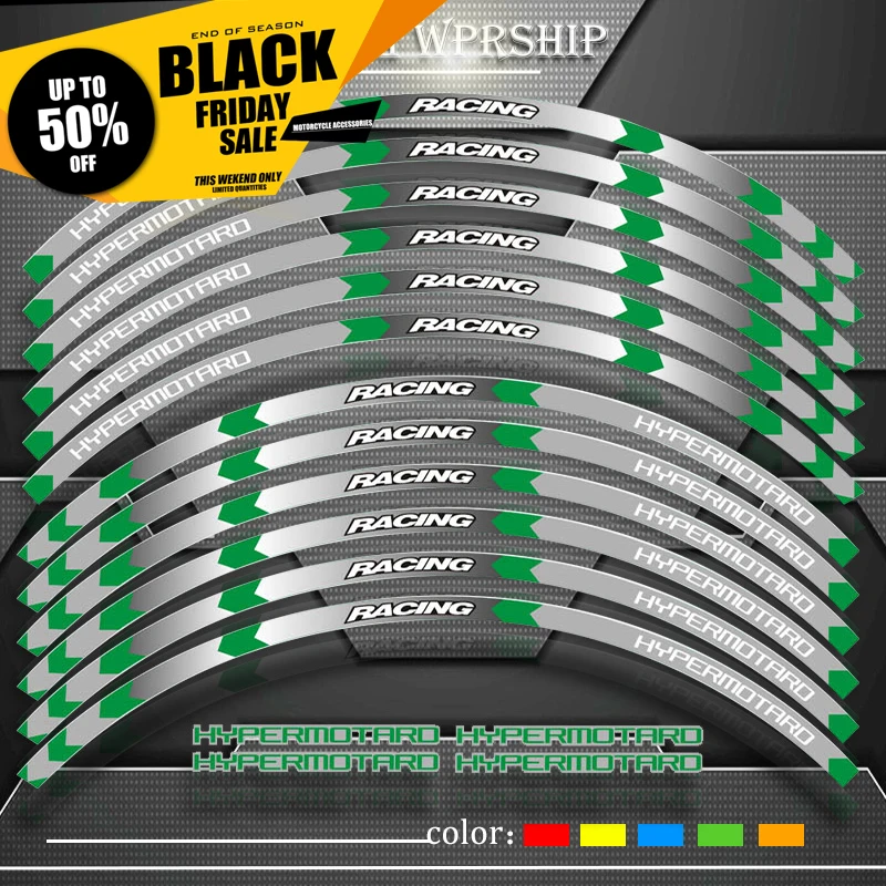 

Motorcycle Wheel Sticker Decal Reflective Rim Suitabl For Ducati HYPERMOTARD 1100/S/EVOSP 796 821/821SP HYPERSTRADA 939SP/STRAD