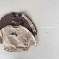 autumn winter boys and girls regular korean style cotton baby sweater round neck long sleeve letter pullover fashion