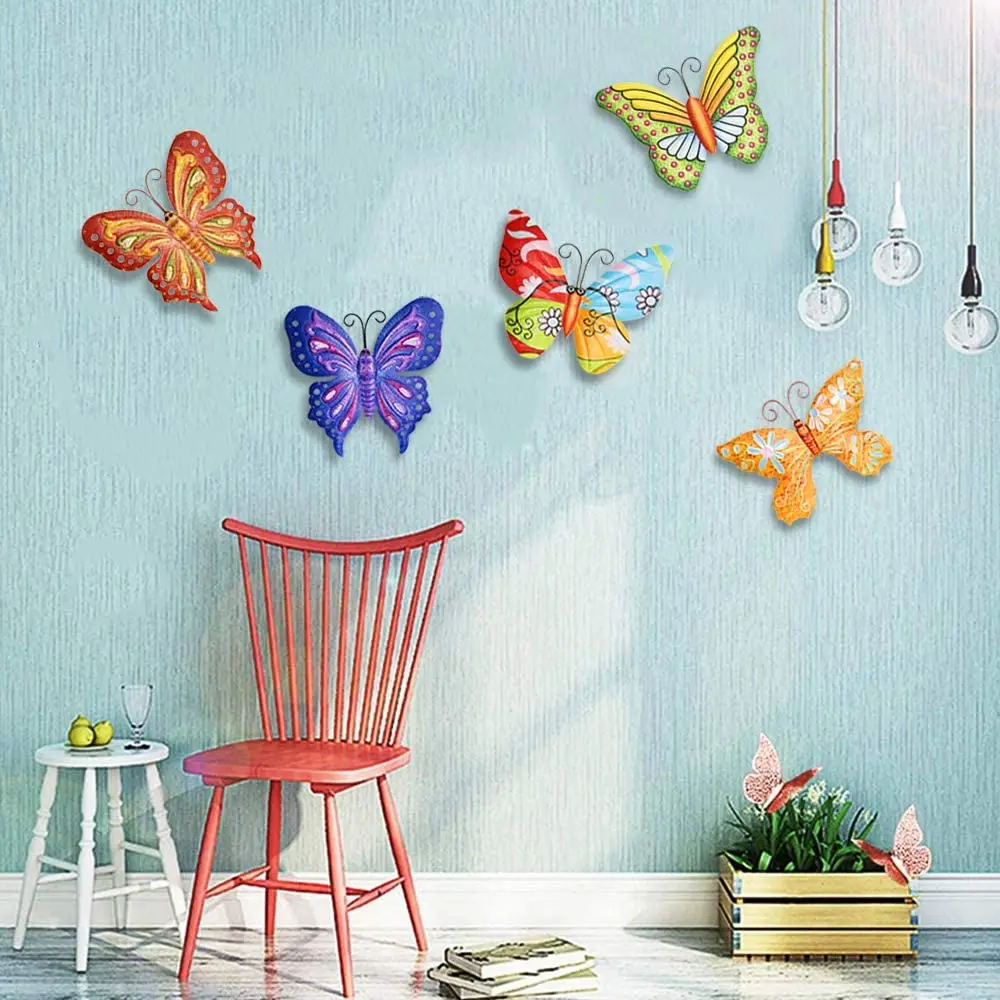

3Pcs/lot Metal Butterfly Wall Art 3D Butterflies Wall Decor Sculpture Hanging for Outdoor Patio Garden Backyard