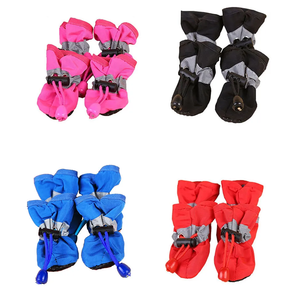 4 шт./компл. портативная Обувь для собак нескользящая водонепроницаемая обувь
