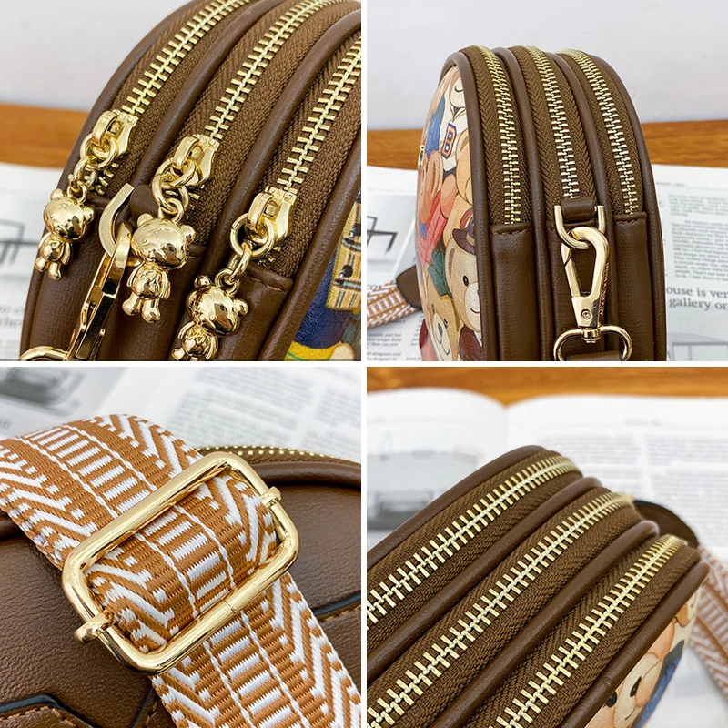 

Fashion Women's Shoulder Bag Cute Bear Crossbody Bags For Women 2021 Casual Women's Bag Simple Multi-pocket Lady Messenger Bag