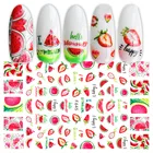 Наклейки для ногтей с изображением фруктов, наклейки для ногтей, водные переводные наклейки для арбуза, декоративные наклейки для ногтей