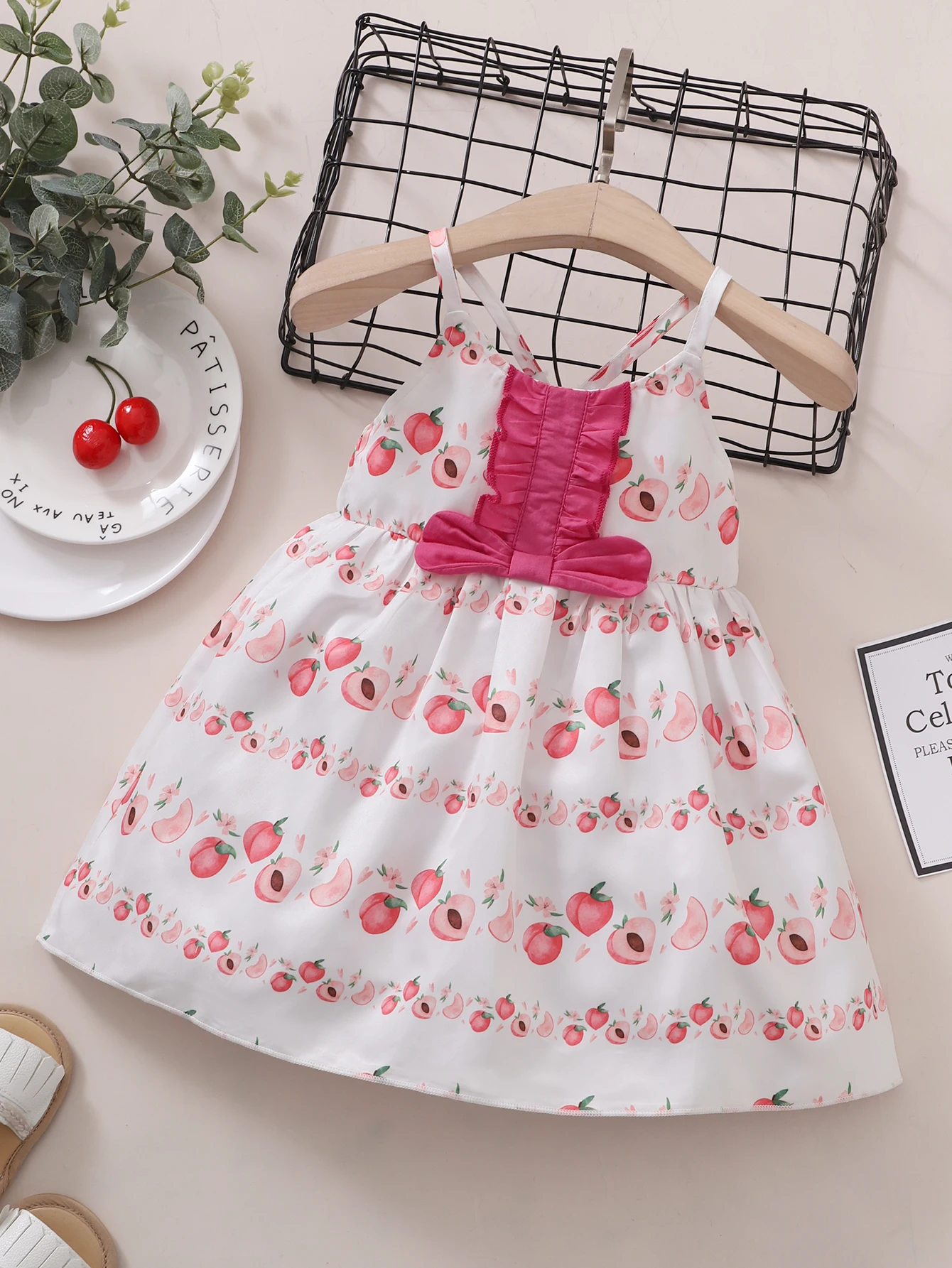 

Peach Print Baby Dress Girl Summer Girls Dresses Sleeveless Baby Girl Clothes Fashion Toddler Clothing Newborn Clothing