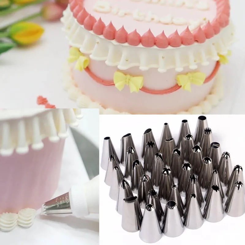 35 шт нержавеющая сталь Украшения Торта Глазурь кондитерский мешок Насадки Набор