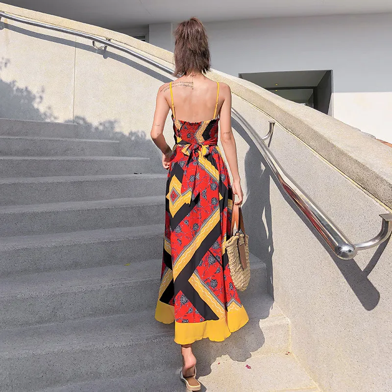 Летнее винтажное пляжное платье в богемном стиле для отпуска на море Новинка 2020