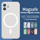 Жидкий силиконовый чехол для iPhone 7, оригинальный магнитный чехол Magsafing для беспроводной зарядки для iPhone 11 Pro Max 12 X Xs Xr 7 8 Plus