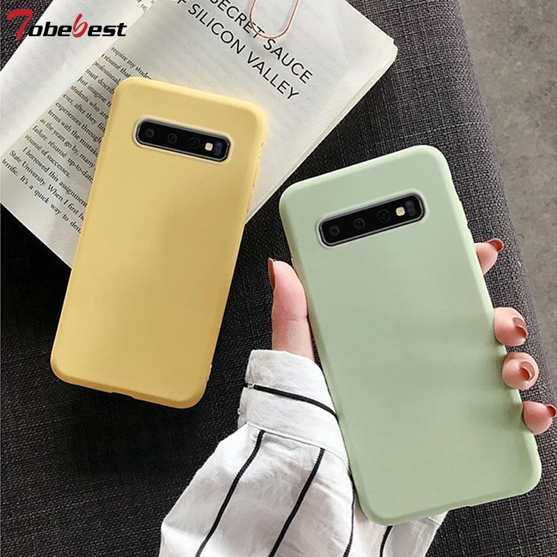 Мягкий силиконовый чехол для samsung Galaxy S10 S9 S8 Plus S7 S6 Edge s Модный яркий однотонный из