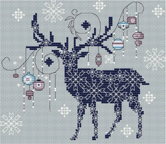 Вышивка крестиком GG из хлопка с принтом новогодний олень|Упаковка| |