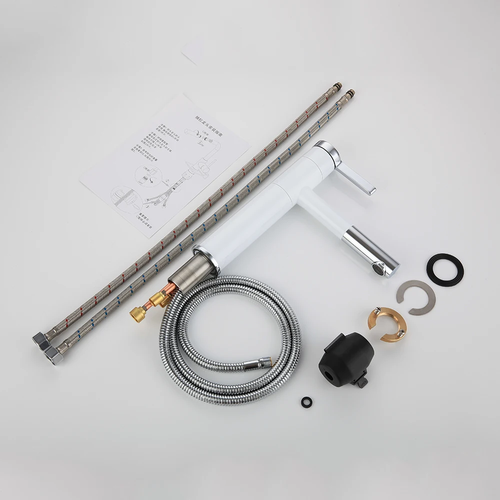 Оптовая и розничная продажа белый спрей кран для раковины ванной комнаты медный