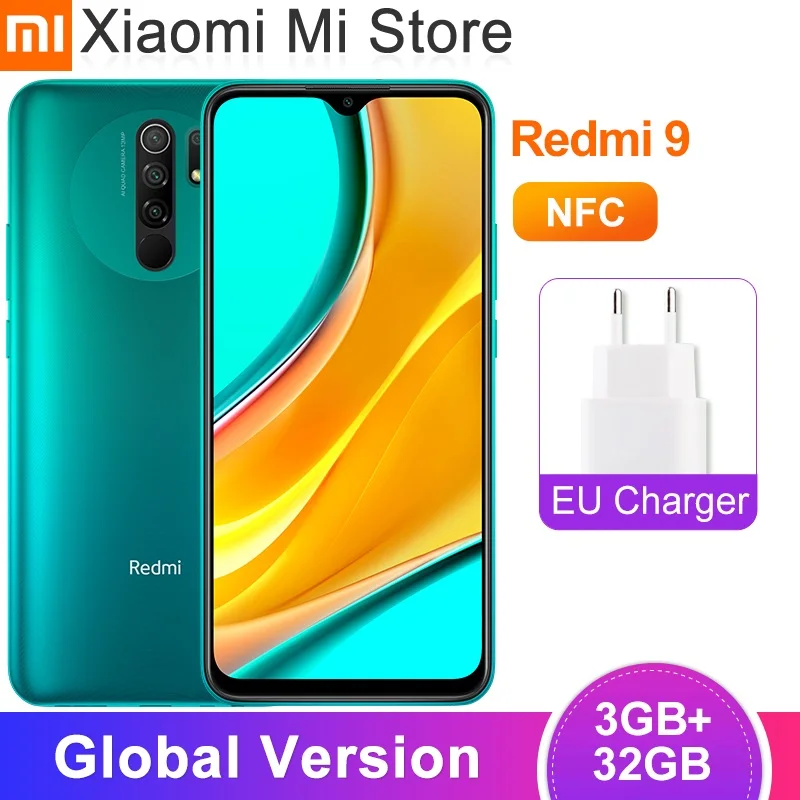 Глобальный NFC версия Xiaomi Redmi 9 смартфон 3 Гб оперативной памяти 32 встроенной Helio G80