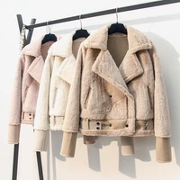 winter thicken warm suede coats womens 2019 korean lambswool overcoat female motorcycle jacket ladies short loose jacket coats