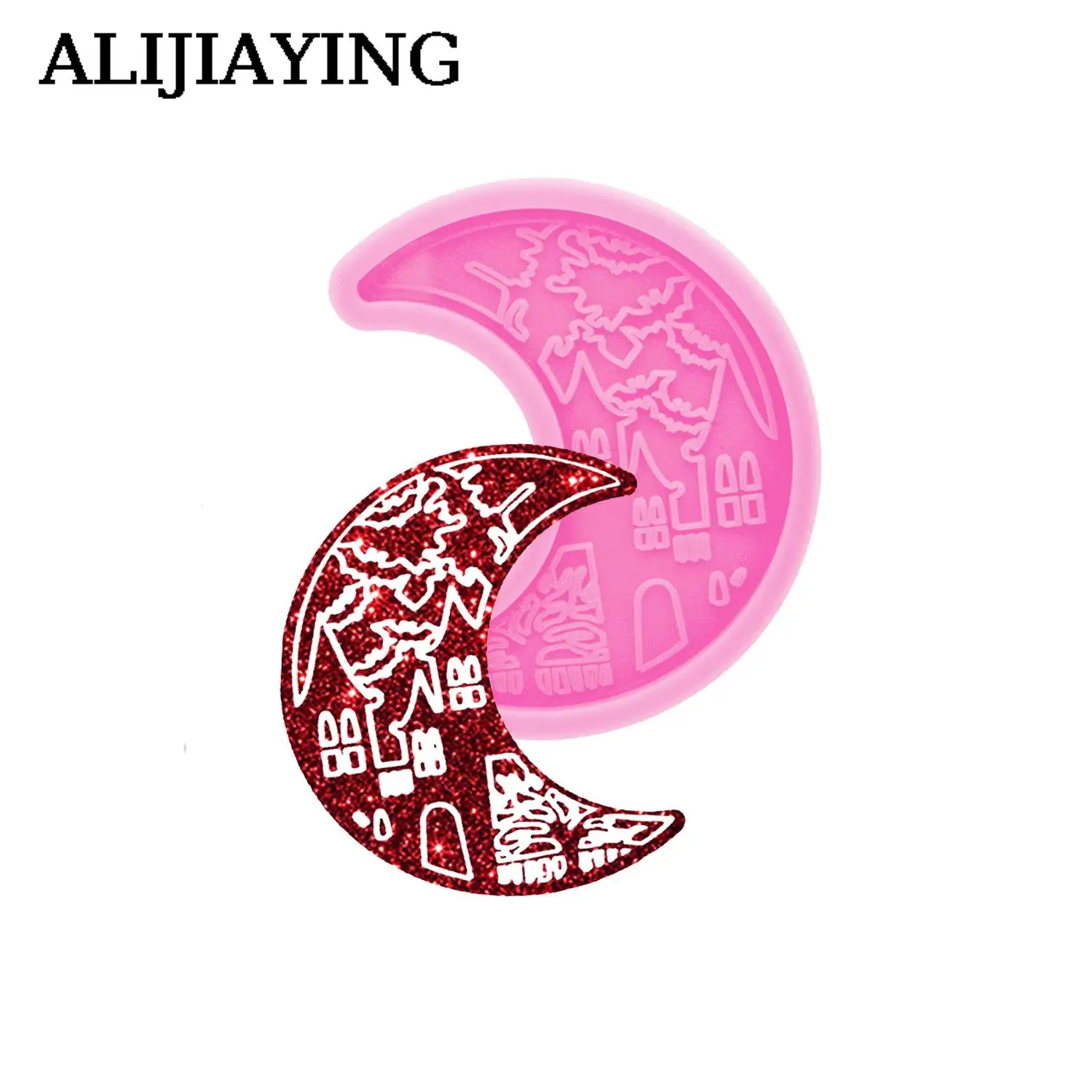 

DY1268 Glossy Halloween Halloween Moon and Bats Epoxy Resin Silicone Molds Crafts Art, Fondant Chocolate Candy Cake Mould