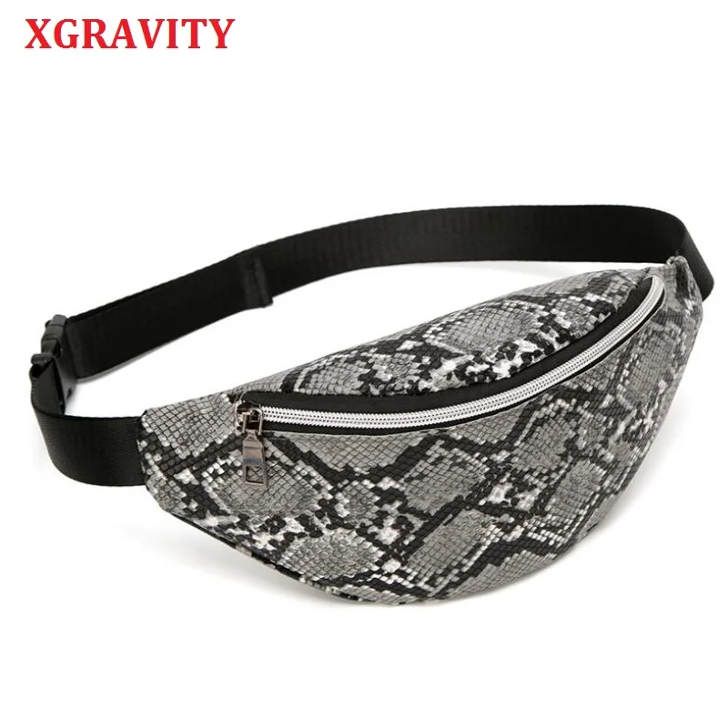Модная обувь со змеиным рисунком под змеиную кожу Женские Кнопка поясная сумка