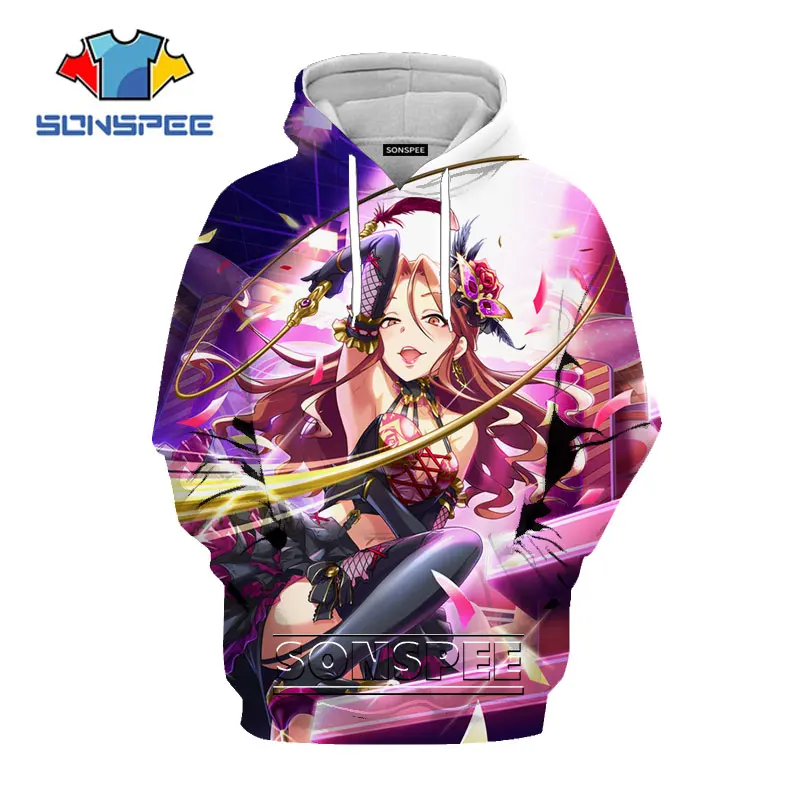 

Толстовки Idol Master с аниме-рисунком для девочек, толстовка с капюшоном для мужчин и женщин Kanzaki Ranko, японское уличное бикини, милый Мужской пуло...