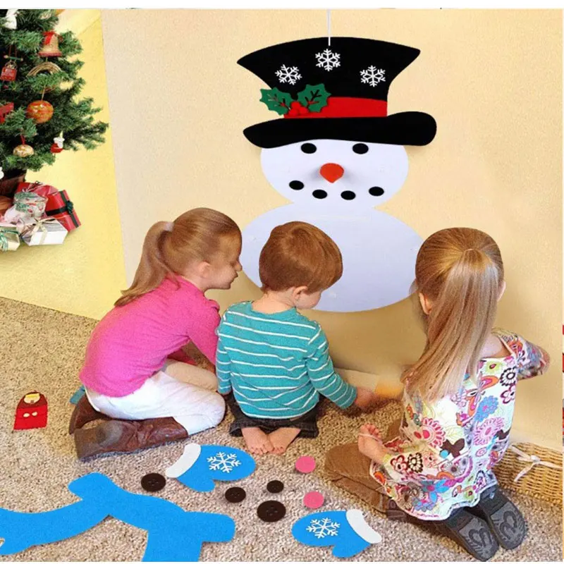 DIY фетровые рождественские подарки снеговик наклейки на стену детские игрушки