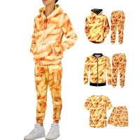 ogkb 2 piece set mens fashion loose food 3d sweatpants jacket hoodie t shirt print fries chips streetwear plus size 6xl