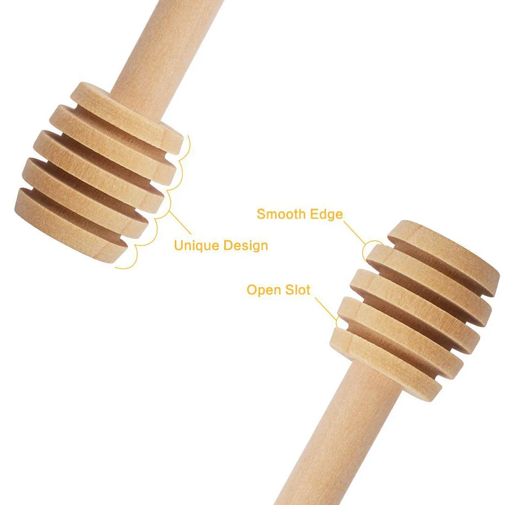 

100 Pcs High Quality Honey Stir Bar Mixing Handle Jar Spoon Natural Wooden Honey Dipper Wooden Stick Honey Spoons
