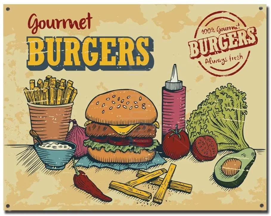 

Gourmet Burgers Tin Sign Metal Sign TIN Sign 7.8X11.8 INCH