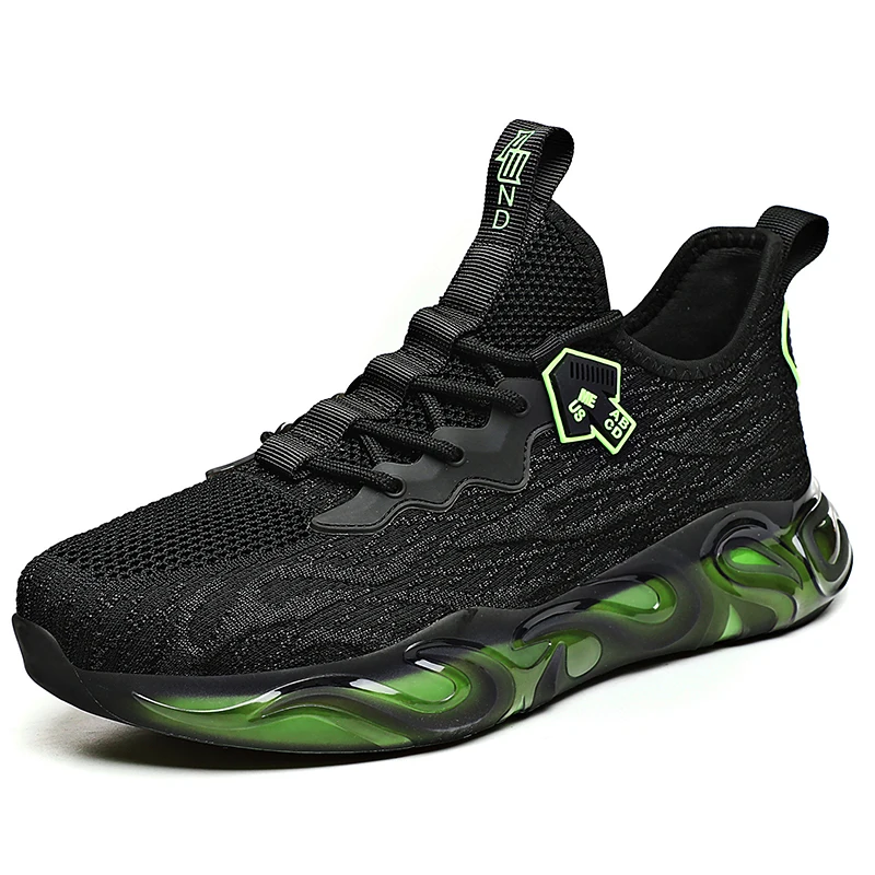 

2021 Air Mesh Breathable Sneakers Comfortable Man's Casual Shoes Ultralight Fashion Sport Running Lace Up green Walking Shoes