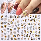 Слайдеры в виде кленовых листьев, художественные наклейки для ногтей, декоративные лазерные золотые черные новогодние маникюрные фольги, аксессуары