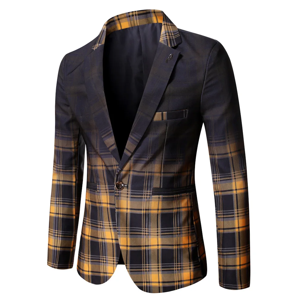 

2021plaid Blazers Men Spring Printing Suit Jacket Men Casual Slim Club Stage Singer Blazer Male Stylish Formal Tuxedo Jacket 3XL