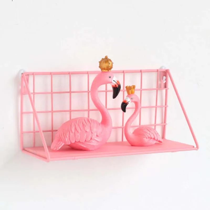 Скандинавские железные розовые стеллажи для хранения с шестигранной сеткой