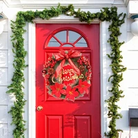 christmas handmade wreaths artificial garland with bells bowknot xmas front door wall decoration