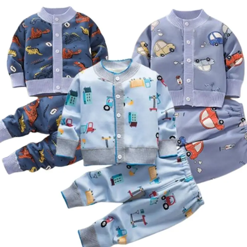 

Infants Baby Girls Boys Winter Clothing Sets Toddler Kids Velvet Coats Pants Autumn Cartoon Sweatshirt Outfits Tracksuit 2pcs