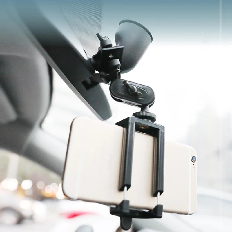 

M C New Universal Car Auto Black Rearview Mirror Extension Bracket Mobile Phone Holder Navigator GPS Recorder Frame