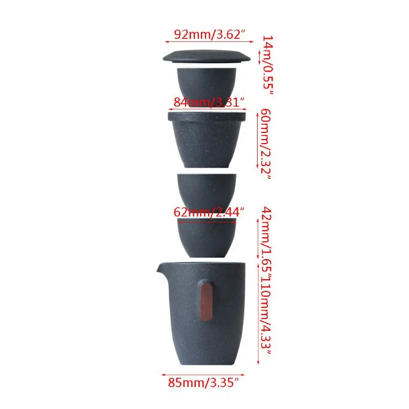 

E7CC Ceramic teacup with ceramic infusion and 3 travel tea sets, portable, with protective bag