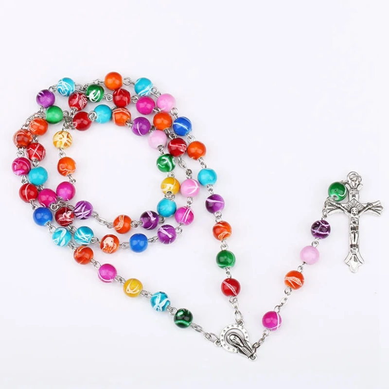 1 шт. католические четки крест ожерелье высокое качество разноцветные акриловые