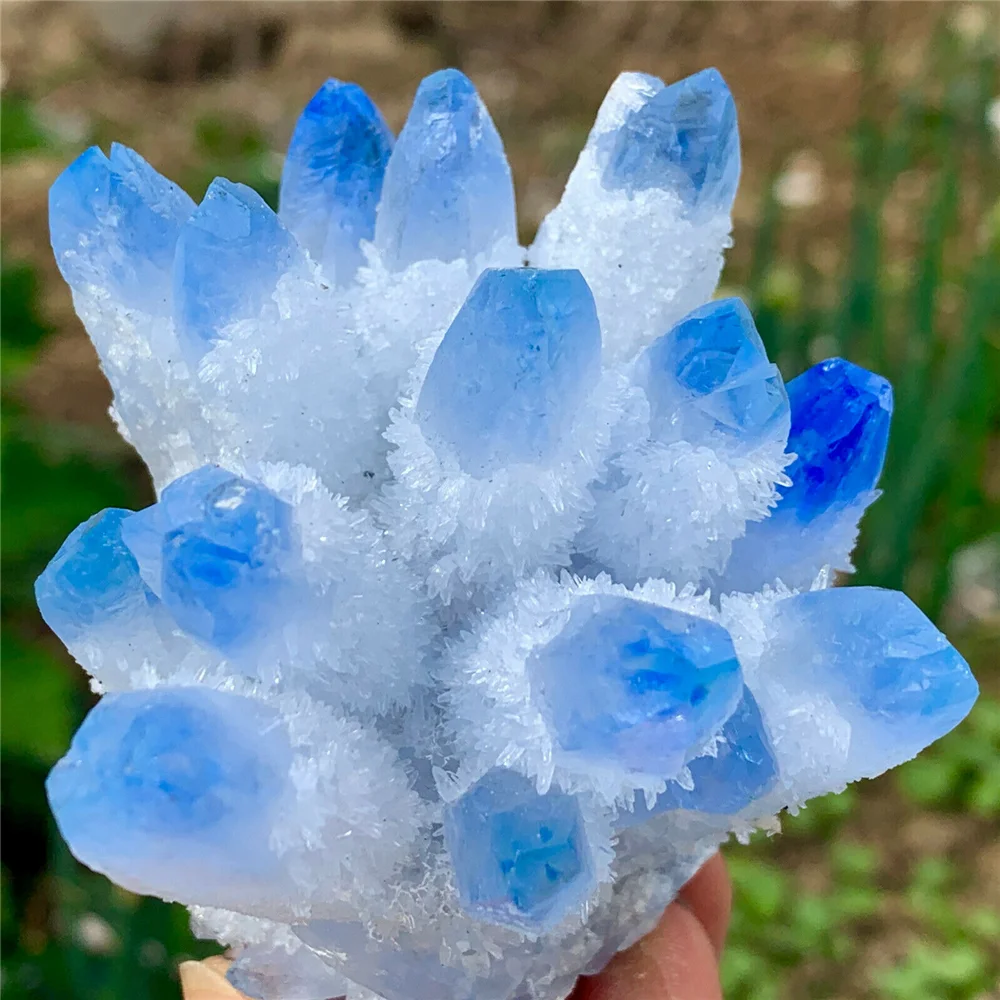 

New find Sky Blue Phantom Quartz Crystal Cluster Ore sample Healing