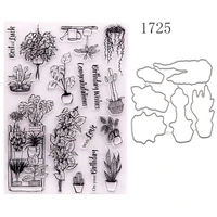 flower watering pot aloetransparent clear silicone stamp and cutting dies set for diy scrapbookingphoto album decorative