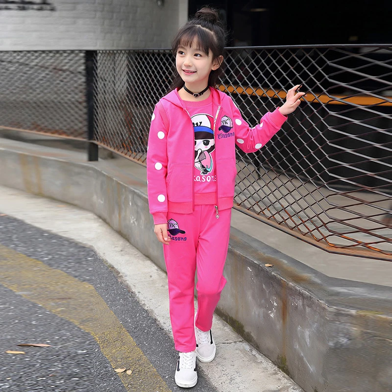 Осенний спортивный костюм для девочек 3 шт./компл. комплект одежды подростков