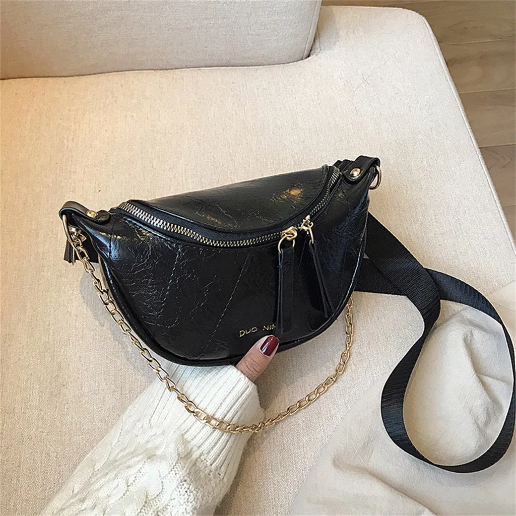 Женская сумка на ремне с двойной молнией модная модный кожаный ремень наплечная