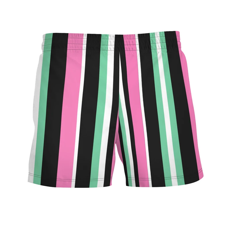 

Colorful Vertical Stripes Bathing Shorts Men Summer Breathable Comfortable Casual Beach Shorts Beach Wear Shorts Men Net Inside