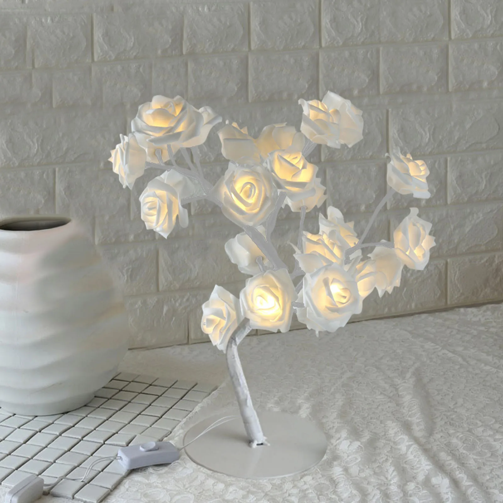 

Usb Night Lights Led Rose Flower Tree Table Lamp Romantic Flower Warm Rose Tree Light Wedding Holiday Decoration Gift#g30