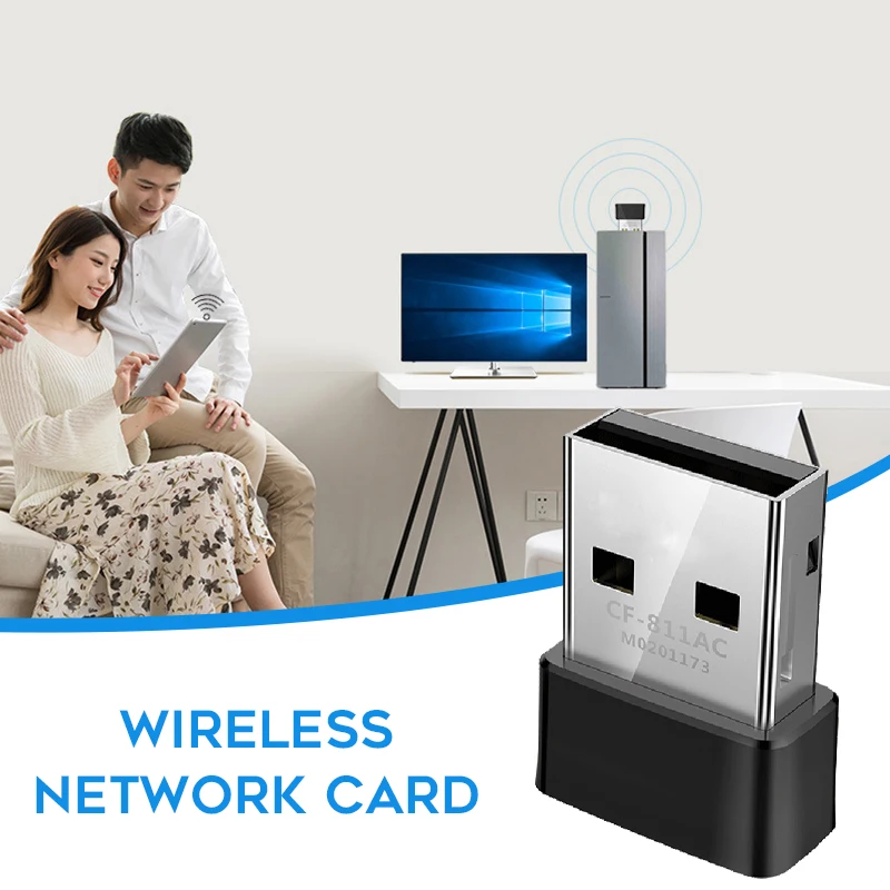 

Wireless Networks Card 650Mbps Portable USB Networks Card Support 2.4G/5.8G Dual-band WiFi Suitable for PC Laptop