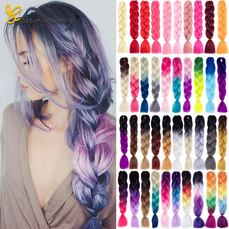 Очаровательные Джамбо косички длинные Омбре синтетические плетеные волосы