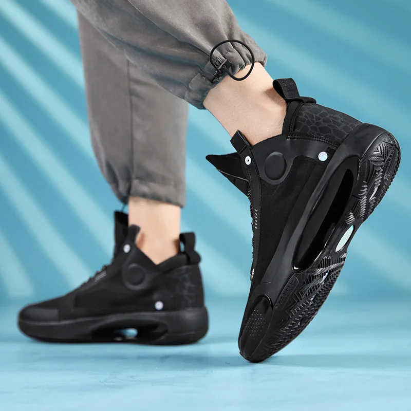 

Men Outdoor Sneakers Men Wear Resistant Cushioning Shoes High-top Big Size Sponge Cushion Basketball Shoes Breathable Sport Shoe