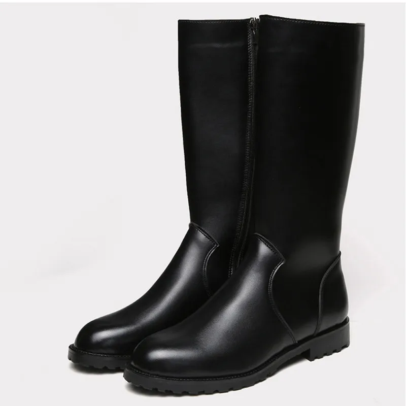 Ботинки мужские в стиле милитари однотонные армейские ботинки до середины икры