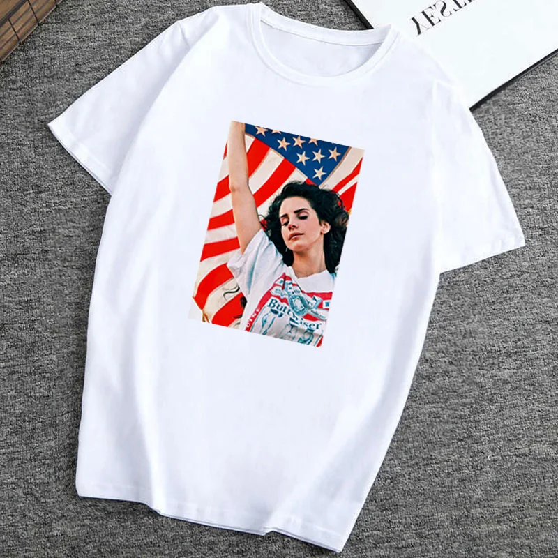 

Lana Del Rey T-shirt Famous Star Graphic Summer Short Sleeve O-Neck Harajuku Streetwear Vintage women Tshirt Summer Tops Tee