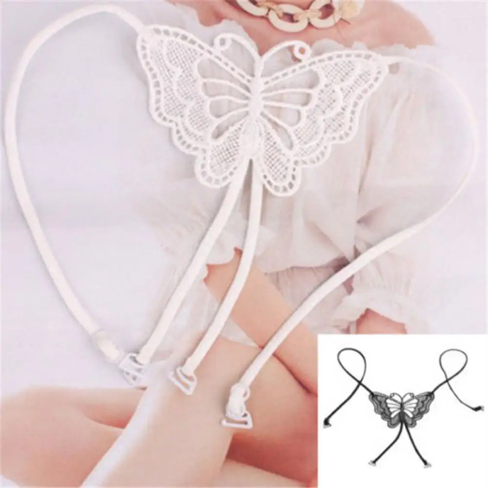 Женский кружевной бюстгальтер с большими бабочками регулируемый без бретелек на