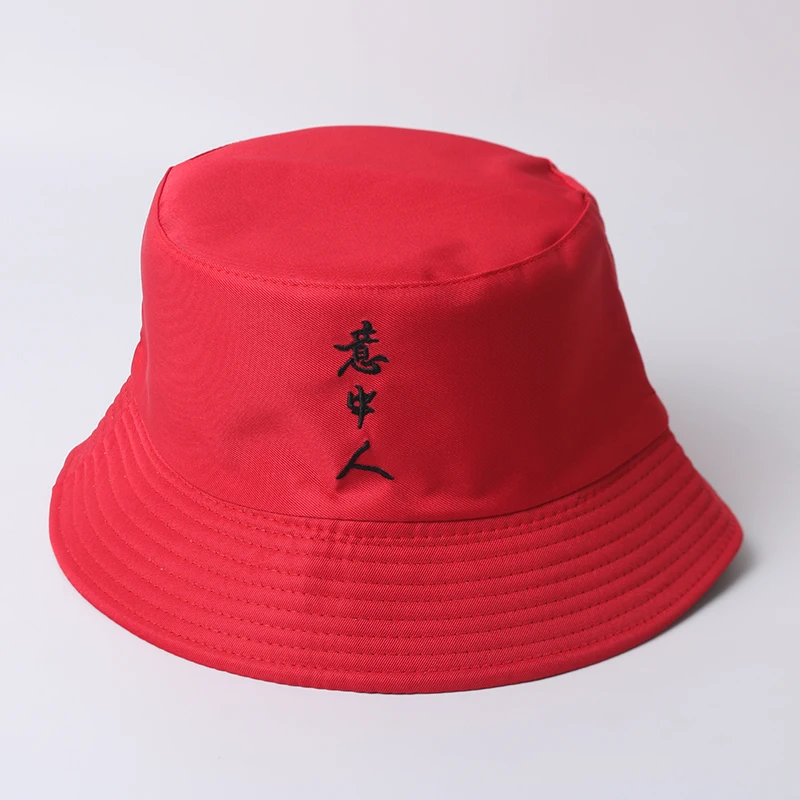 Men's Women's Cap Chinese Character Embroidered Bucket Hat Unisex Double-Sided Harajuku Outdoor Fishing Fisherman's |