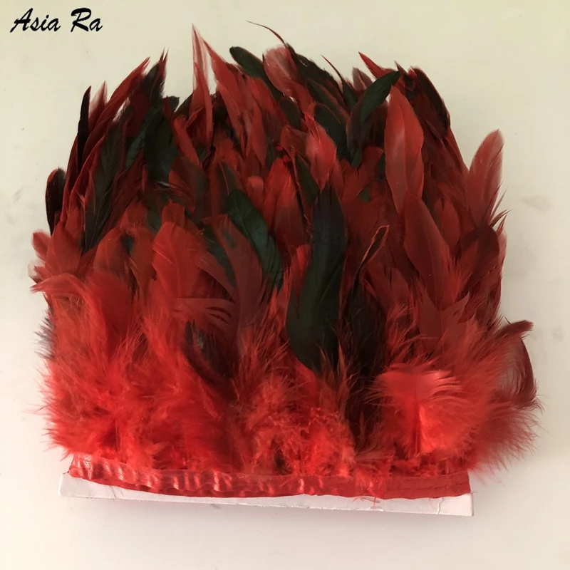 Asia Ra 18 Colors 4-8 inch Height Rooster Coque Feather Fringe Trim for Skirt Dress Costume Roster 10 Meters Red | Дом и сад