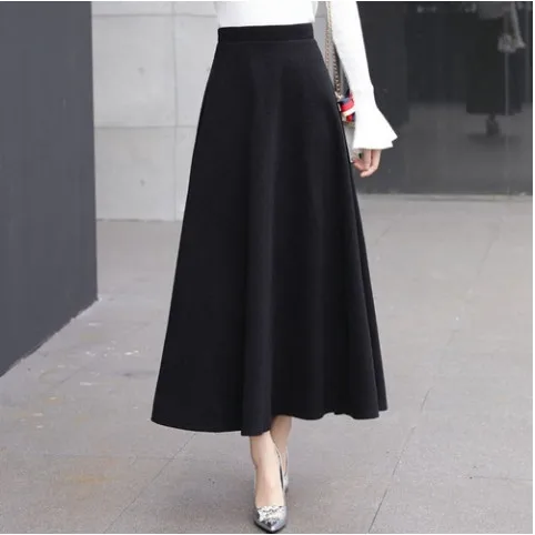 Элегантные женские юбки с высокой талией 2020 осенне зимняя шерстяная юбка размера