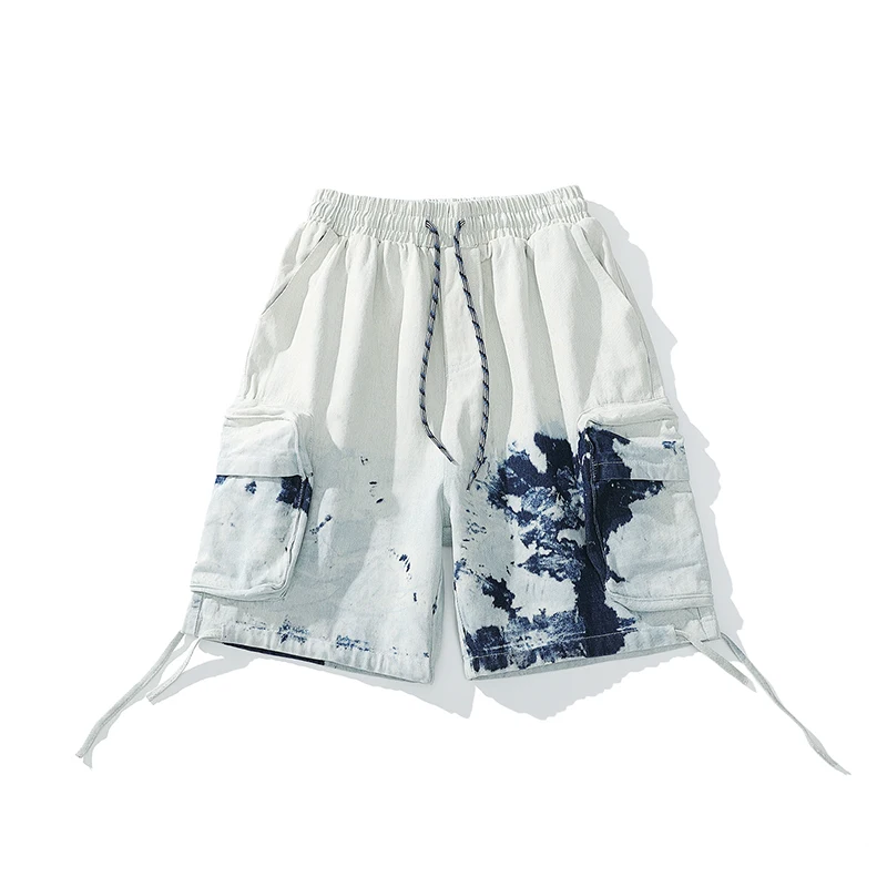 Свободные мужские шорты с галстуком-краской в стиле ретро потертые джинсы пятью