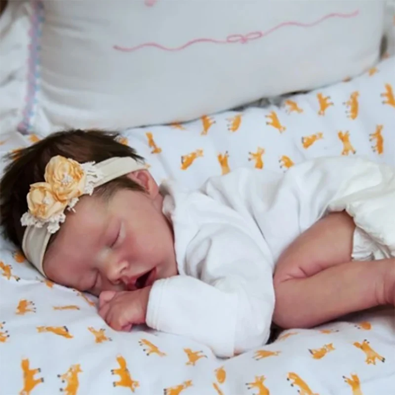 

DIY Reborn Baby Doll Kit 17 Inch Sleeping April Smiley Face Reborn Doll Very Soft Touch Unpainted Unfinished Doll Parts Gift