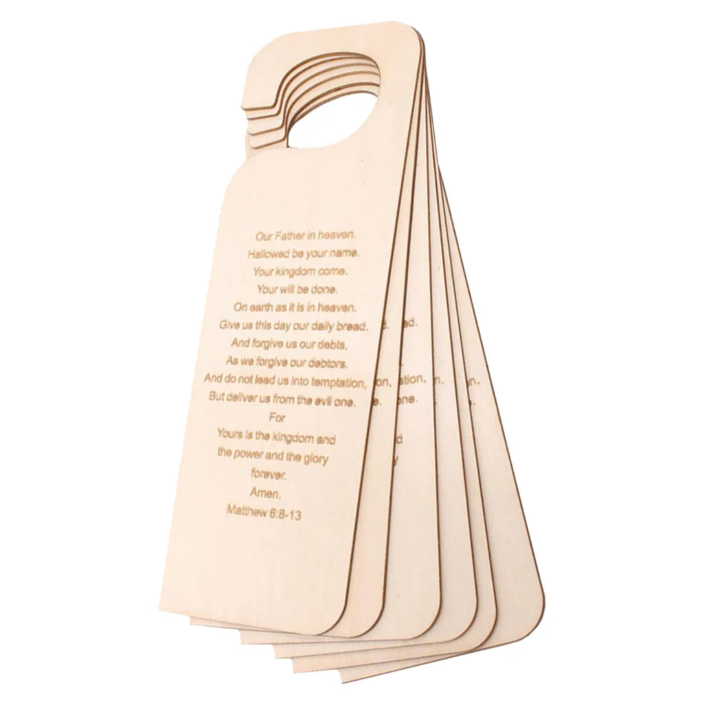 

6pieces Wooden Door Knob Hangers Blank DIY Hanging Signs for Home Bedroom